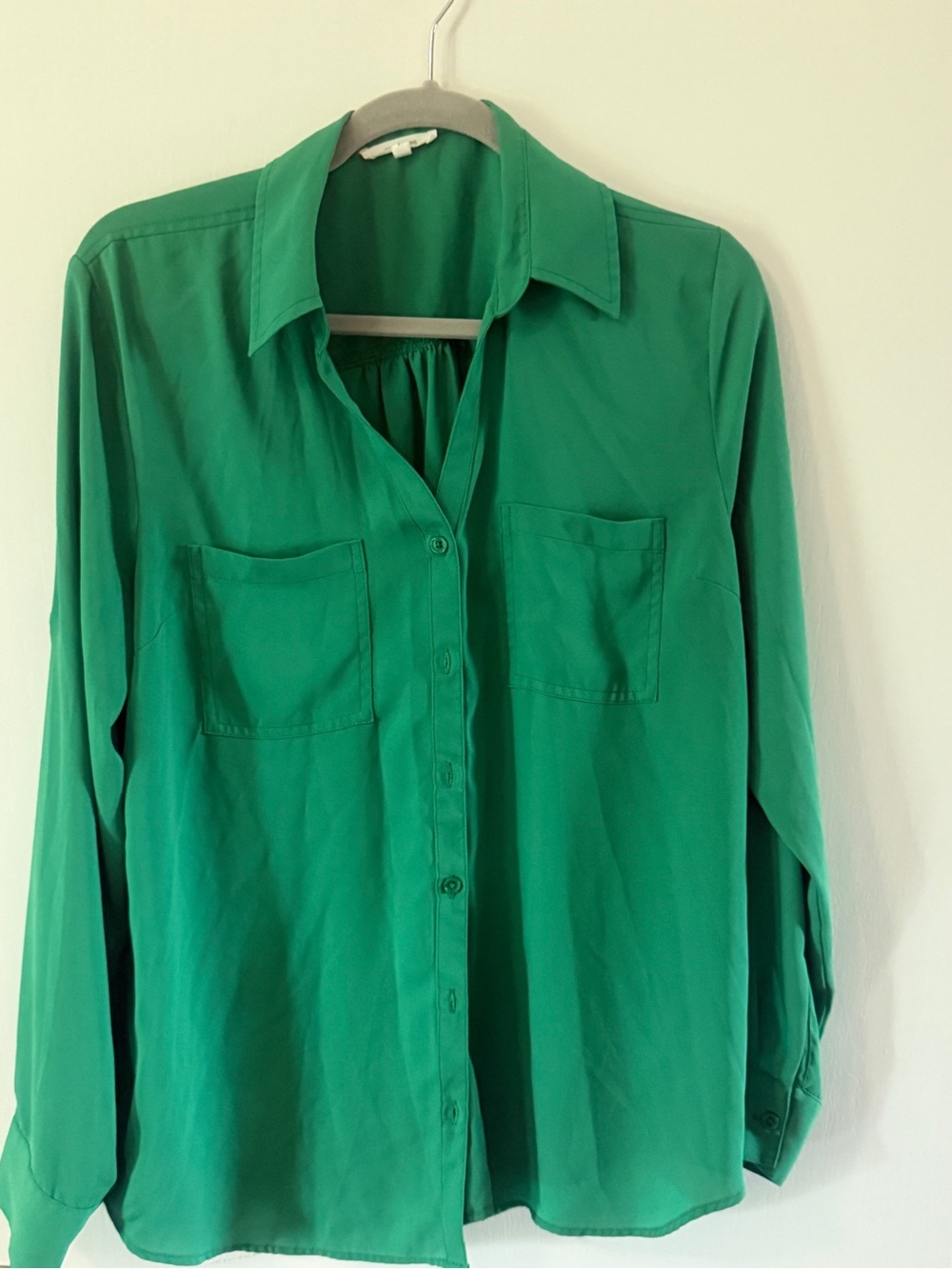 Emerald Green Button-Up Blouse